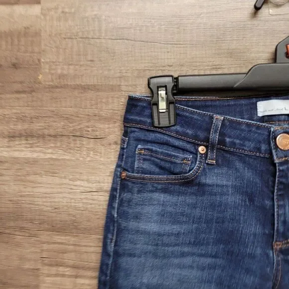 LOFT Curvy Straight Frayed Raw Hem Ankle Jeans Size 25‎ Womens Blue Medium Wash - Picture 7 of 13